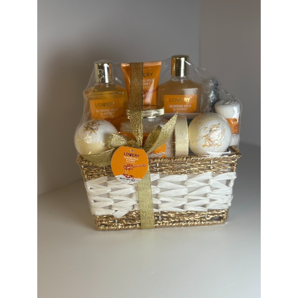 Lovery Almond Milk Honey Spa Gift Basket 10 Pc Bath Body Set